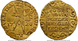 Utrecht. Provincial "Akerendam" gold Ducat 1724 MS62 NGC, Utrecht mint, KM7.4, Fr-284. Salvaged from the "Akerendam" (sunk in 1725 off Runde Island, N...