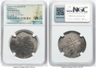 Charles II Cob 8 Reales ND (1684-1693) L-V Fine Details (Sea Salvaged) NGC, Lima mint, KM24. 11.52gm. Salvaged from the "1715 Fleet" (Sunk off Florida...