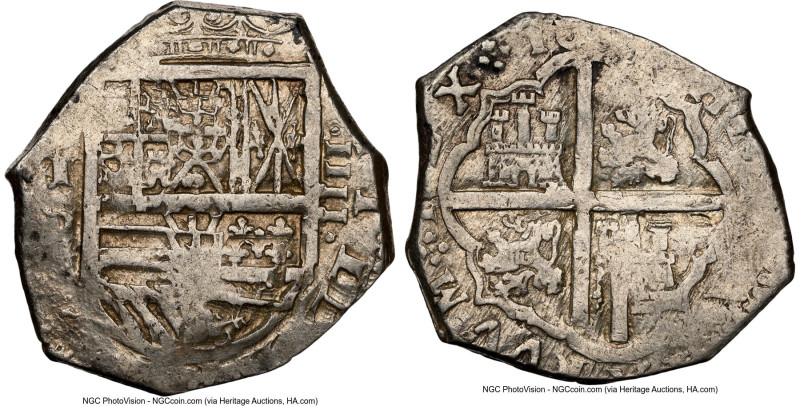 Philip III Cob 4 Reales ND (1615-1621) T-P AU53 NGC, Toledo mint, KM33.5, Cal-Ty...