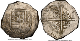 Philip III Cob 8 Reales 1599-B AU55 NGC, Seville mint, Cal-953. 27.38gm. An enviable, dated AU Specimen from the last year of the 16th Century. HID098...