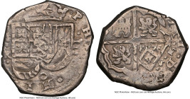 Philip IV Mint Error - Flip-Over Double Struck 4 Reales ND (1624-1648)-R AU55 NGC, Seville mint, Cal-Type-292. 13.64gm. Quite a dramatic error that wh...