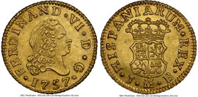 Ferdinand VI gold 1/2 Escudo 1757 M-JB MS64 NGC, Madrid mint, KM378. Better grade. HID09801242017 © 2024 Heritage Auctions | All Rights Reserved