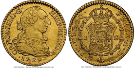 Charles III gold Escudo 1779 M-PJ AU58 NGC, Madrid mint, KM416.1. With blooming legends. HID09801242017 © 2024 Heritage Auctions | All Rights Reserved...
