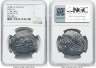 Pair of Certified Cobs NGC, 1) Philip IV 8 Reales ND (1622-1665) XF Details (Corrosion), 26.25gm. 2) Philip III 4 Reales ND (1598-1621) VF Details (Co...