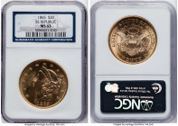 Republic gold "S.S. Republic" 20 Dollars 1865 MS63 NGC, Philadelphia mint, KM74.1. Salvaged from the "S.S. Republic" (Sunk in 1865 off the coast of Ge...