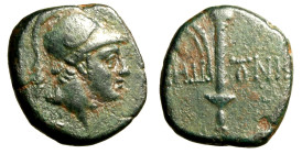 PONTOS. Amisos (Mitridate VI Eupator 100-85 a. C.) AE. Testa elmata di Ares a ds. R/ Spada nel fodero. Malloy 32d; SNG BM 1051 AE (g. 9,10) qSPL belli...