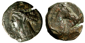 CARTAGINE. (ca 300-264 aC) Shekel (17 mm, g. 5,63) Testa di Tanit a sn. R/ Testa di cavallo a ds. SNG Cop. 151 AE qSPL