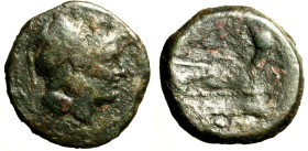 ANONIME (215-212 a.C.) Triente (24 mm, g. 12.49) Testa elmata di Minerva a ds.; R/ Prora di nave a ds. Cr. 41/7b; Syd. 105. AE BB