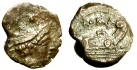 ANONIME (215-212 a.C) Sestante. Testa di Mercurio a ds. con petaso R/ Prora di nave a ds. Cr. 41/9; Syd. 107. (g. 2,19) AE +BB