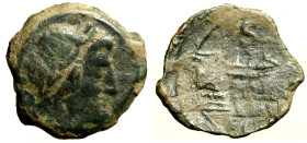 ANONIME (dopo 211 a.C.) Semisse (22 mm, g. 4.8). Testa laur. di Saturno a ds. R/ Prora di nave a ds. Cr. 56/3; Syd. 143a. AE qBB 