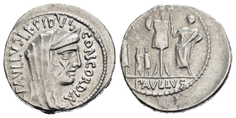 REPUBBLICA ROMANA. L. Emilio Paolo. Roma. Denario. 62 a.C. circa AR (3,91 g). D/...