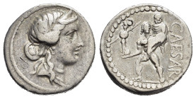 REPUBBLICA ROMANA. C. Giulio Cesare. Zecca africana. Denario. 48-7 a.C. circa AR (3,77 g). D/ testa di Venere a destra. R/ Enea con Anchise sulle spal...