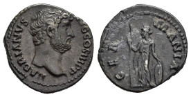 ADRIANO (117-138). Roma. Denario. AR (3,5 g). D/ HADRIANVS AVG COS III P P , testa nuda a destra; R/ GERMANIA, personificazione della Germania stante,...