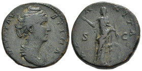 DIVA FAUSTINA I (Moglie di Antonino Pio). Roma. Sesterzio. 140-144 circa. AE (20,87 g). D/ DIVA FAVSTINA, testa a destra; R/ AETERNITAS, S-C, Giunone,...