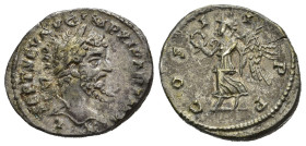 SETTIMIO SEVERO (193-211). Laodicea ad Mare. Denario. AR (3,56 g). D/ L SEPT SEV AVG IMP XI PART MAX, testa laureata a destra; R/ COS II P P,Vittoria ...