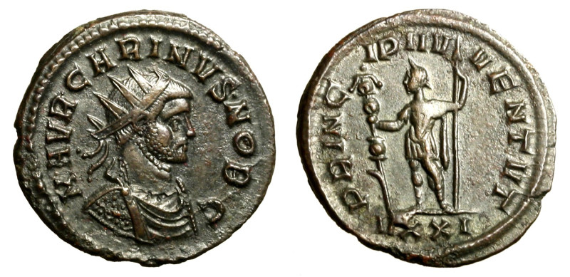 CARINO Cesare (283-285) Antoniniano per Ticinum. Busto rad. a ds. R/ PRINC IPI I...