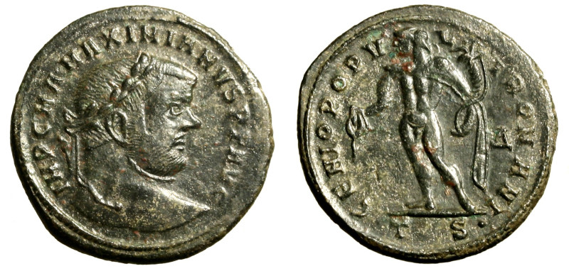 MASSIMIANO ERCOLE (302-303) Follis per Tessalonica. Testa laur. a ds. R/ GENIO P...