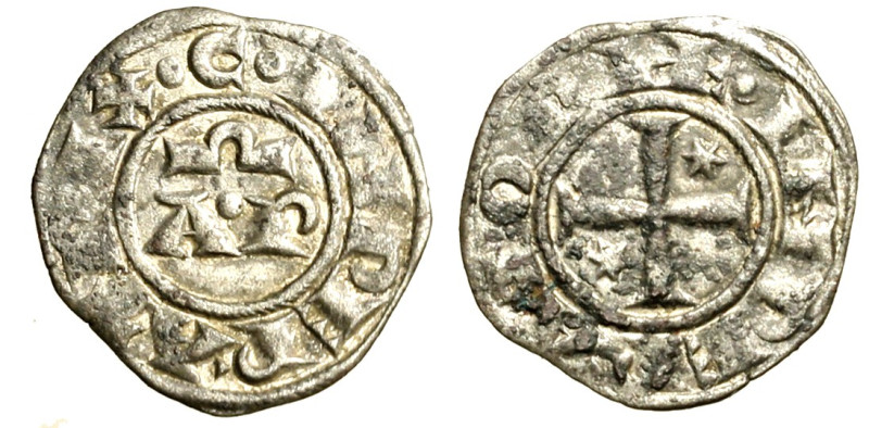 BRINDISI. Enrico VI e Costanza d’Altavilla (1195-96) Denaro. Croce con stelle ne...