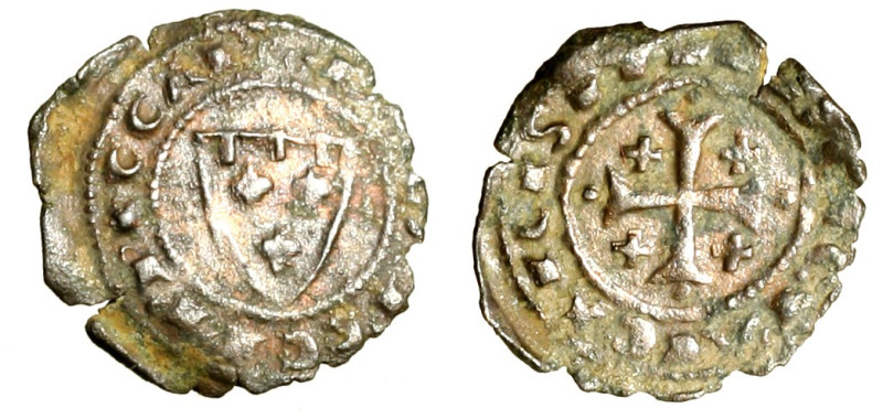 BRINDISI. Carlo I (1266-1285) Denaro. Stemma angioino R/ Croce con croci nei qua...