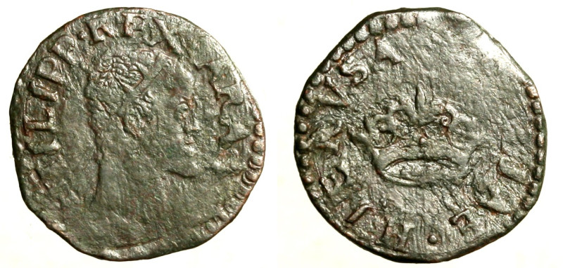 NAPOLI. Filippo II (1554-1598) 2 cavalli. (g. 2,67) Testa cor, a ds. R/ Corona. ...