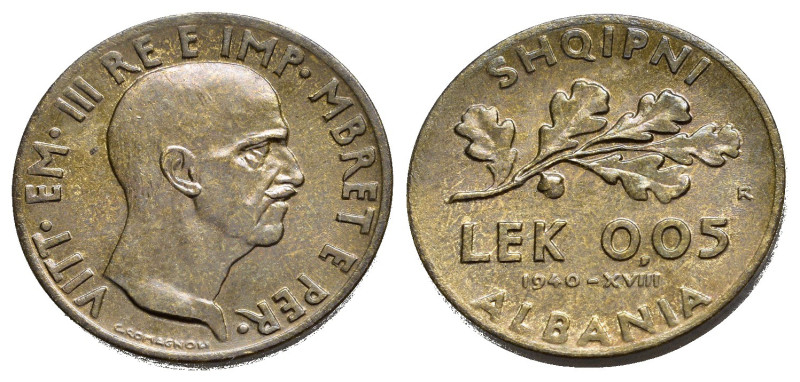 Regno d'Italia. Vittorio Emanuele III (1900-1943). ALBANIA. 0,05 lek 1940 XVIII....