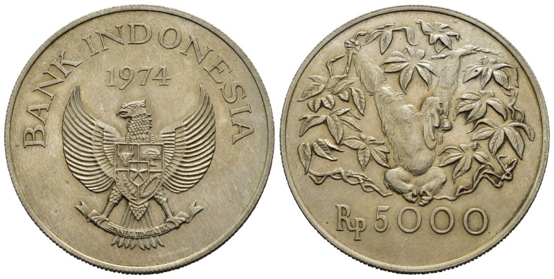 INDONESIA. 5000 Rupie 1974. Ag. qFDC