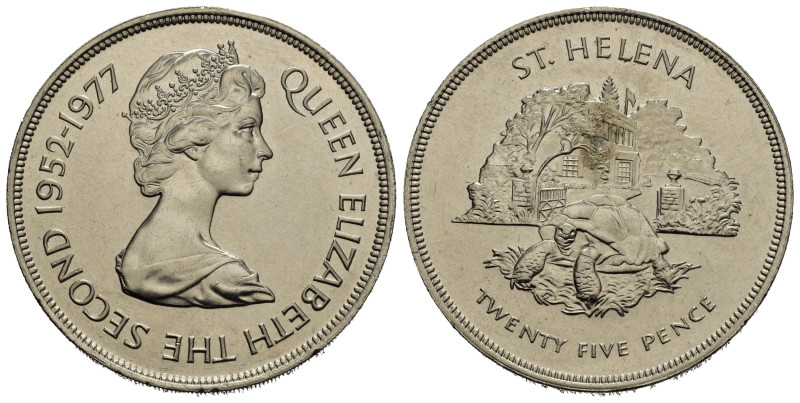 SAINT HELENA. Elisabetta II. 25 Pence 1977. Ni. qFDC