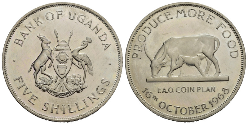 UGANDA. 5 Shillings 1968. Ag. Proof