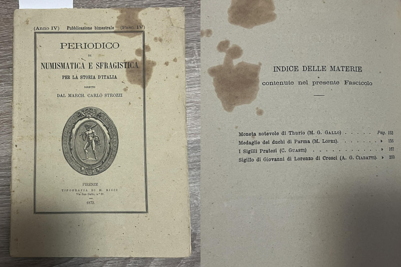 A.A.V.V. - Periodico di numismatica e sfragistica per la storia d'Italia , diret...