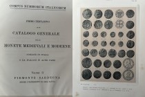 A.A.V.V. - CNI. Corpus Nummorum Italicorum. Roma 1911. Vol. II. Piemonte – Sardegna (zecche d'oltremonti di Casa Savoia) pp. 506, Tav. I-XLVIII.2 volu...