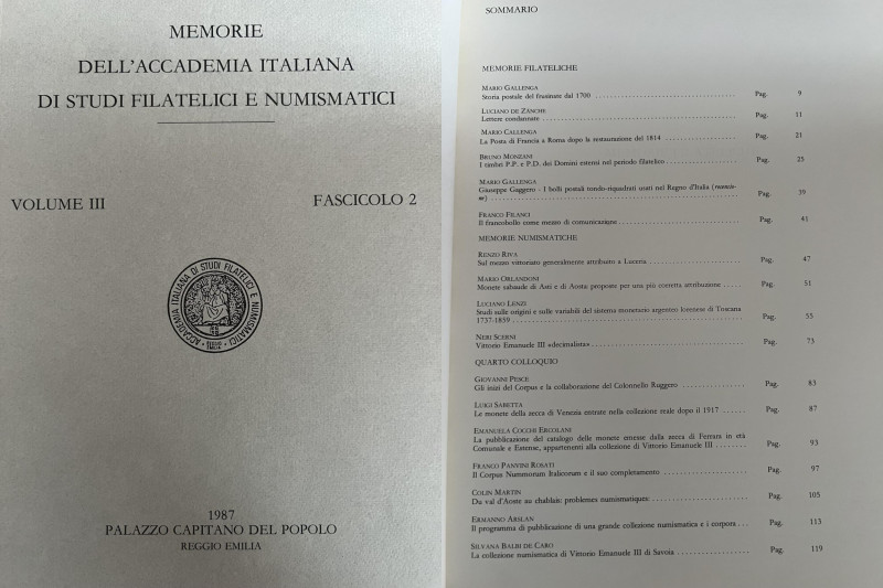 A.A.V.V. - Memorie dell'accademia Italiana di studi filatelici e numismatici. Vo...