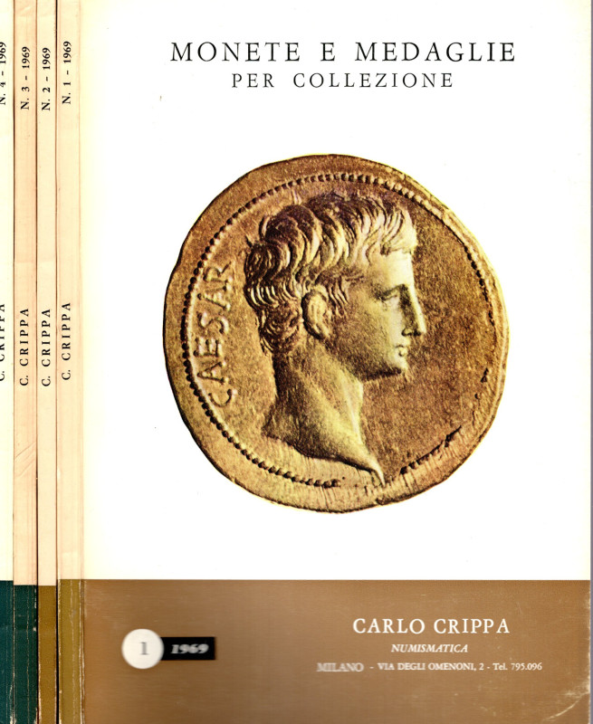 CRIPPA Carlo. Listini a prezzo fisso anno 1969. 4 fascicoli completo. Monete in ...