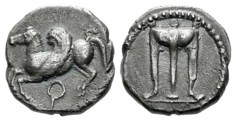 Corinthia, Corinth Triobol circa 525-425, AR 11.00 mm., 1.33 g.
Tripod. Rev. Pe...