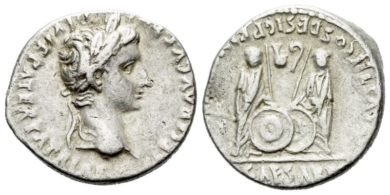 Octavian as Augustus, 27 BC – 14 AD Denarius Lugdunum circa 2 BC - AD 4, AR 18.0...