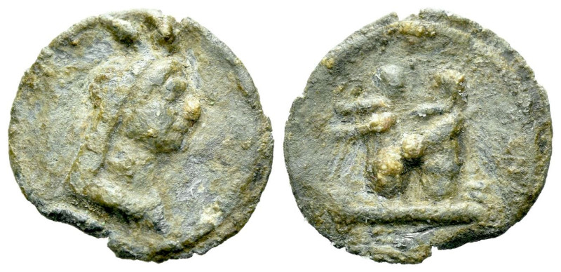 Time of Tiberius Tessera circa I century, PB 17.00 mm., 1.96 g.
Head of Isis (?...