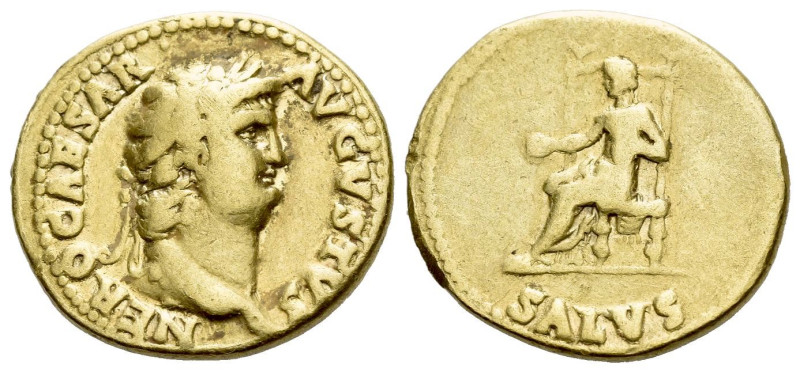 Nero, 54-68 Aureus Rome circa 66-67, AV 19.00 mm., 7.25 g.
Laureate head r. Rev...