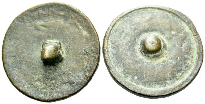 Uncertain Sestertius pierced and used as nail I-II century, Æ 34.00 mm., 19.26 g...