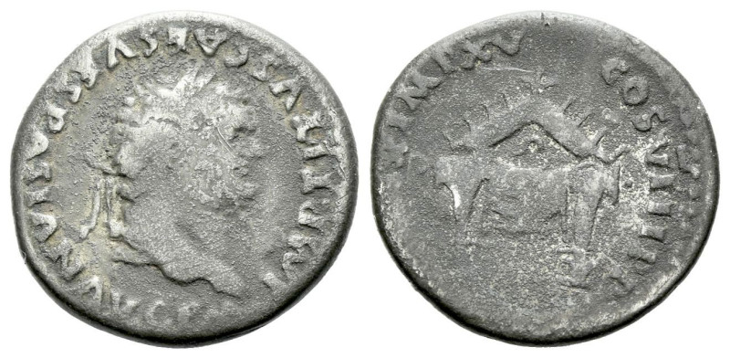 Titus, 79-81 Denarius Rome 80, AR 15.00 mm., 2.86 g.
Laureate head r. Rev. Pulv...