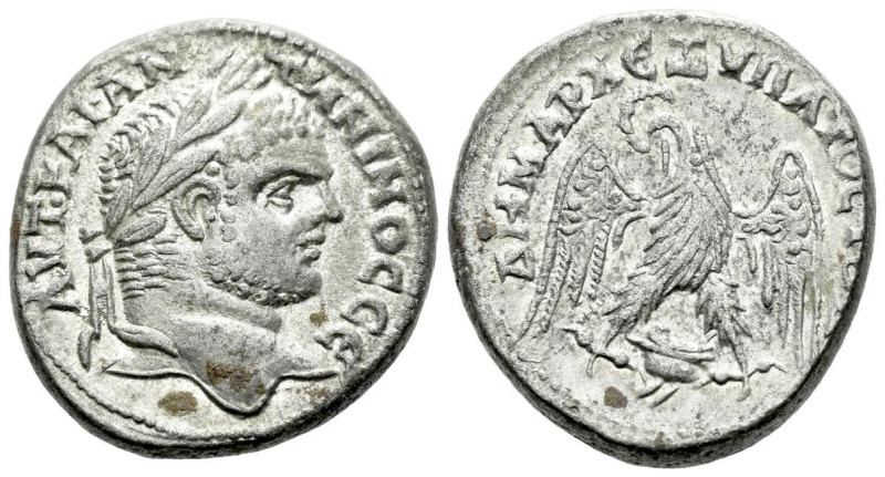 Caracalla, 198-217 Tetradrachm Berytus circa 215-217, AR 25.00 mm., 12.62 g.
La...