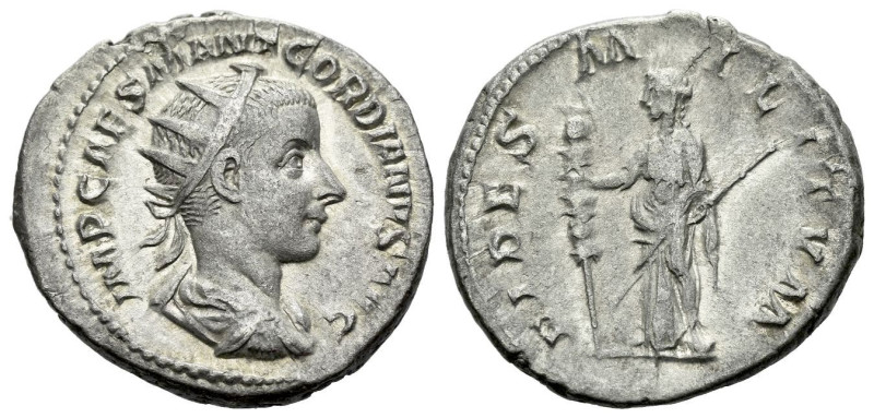 Gordian III, 238-244 Denarius Rome circa 238-239, AR 23.00 mm., 4.65 g.
Radiate...