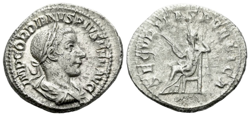 Gordian III, 238-244 Denarius Rome circa 241, AR 21.00 mm., 3.77 g.
Laureate, d...