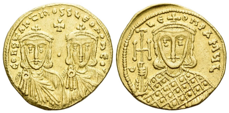 Constantine V Copronymus, with Leo IV and Leo III Solidus Constantinople circa 7...