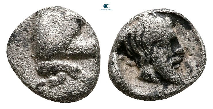 Caria. Euromos circa 400-350 BC. 
Hemiobol AR

8 mm, 0,47 g



Very Fine