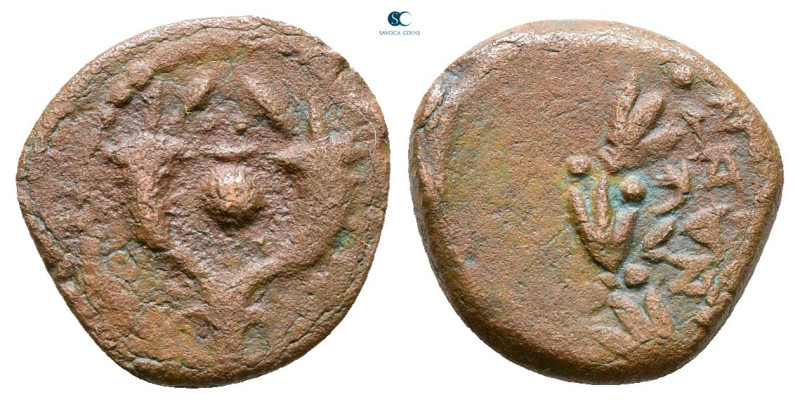 Judaea. Jerusalem. John Hyrcanus I 135-104 BC. 
Prutah Æ

12 mm, 1,21 g


...