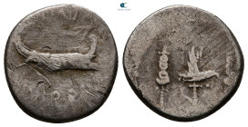 Mark Antony 32-31 BC. Military mint moving with M.Antony. Denarius AR