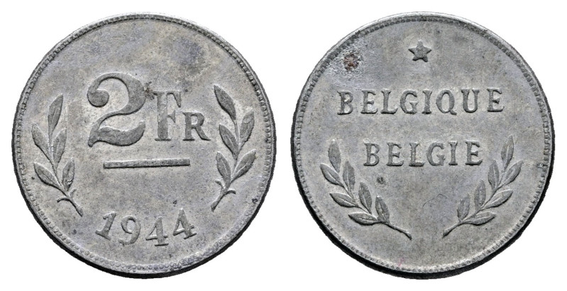 Belgium. AD 1944. 
2 Francs

 mm, 2,80 g



Nearly Extremely Fine