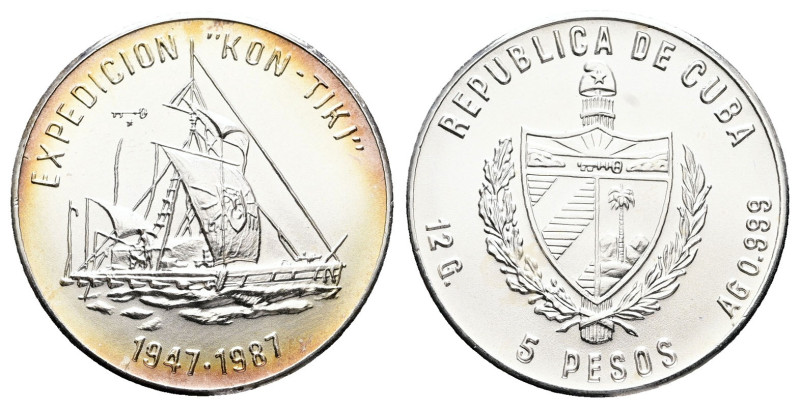 Cuba. AD 1987. Kon-Tiki
5 Pesos

 mm, 12 g



Mint State