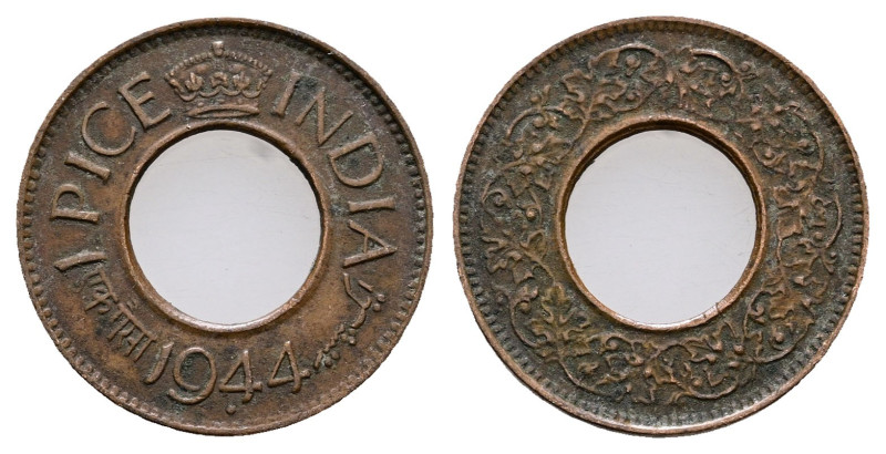 India. AD 1944. 
1 Pice

 mm, 1,95 g



Good Very Fine