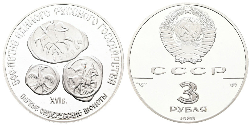 Russia. AD 1989. 
3 Roubles

 mm, 33,63 g



Proof