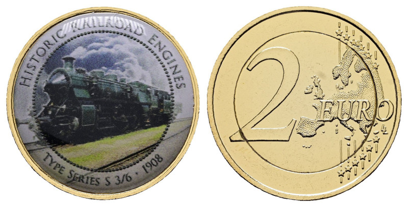 Germany. AD 2002-2024. Historic Railroad Engines
2 Euro with application

 mm...